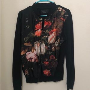 ZARA MENS FLORAL BOMBER SWEATSHIRT